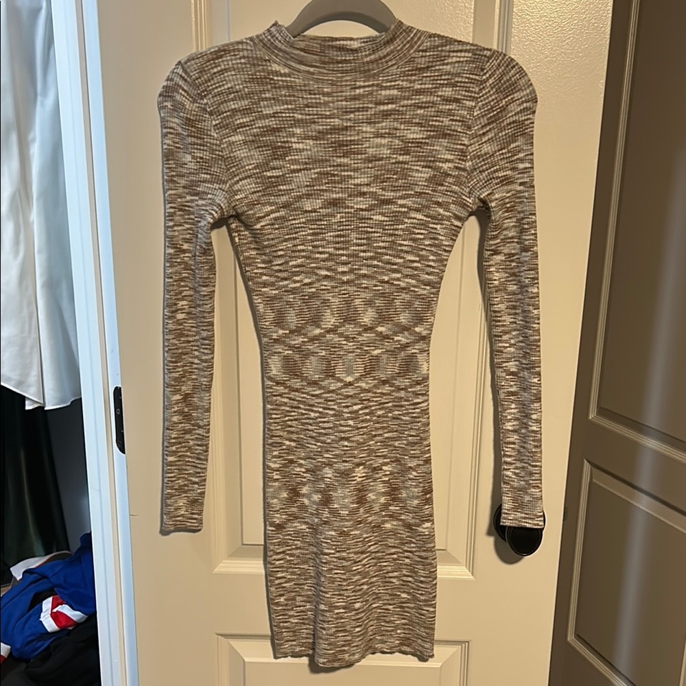Gray Mock Neck Long Sleeve Bodycon Dress for Night Out